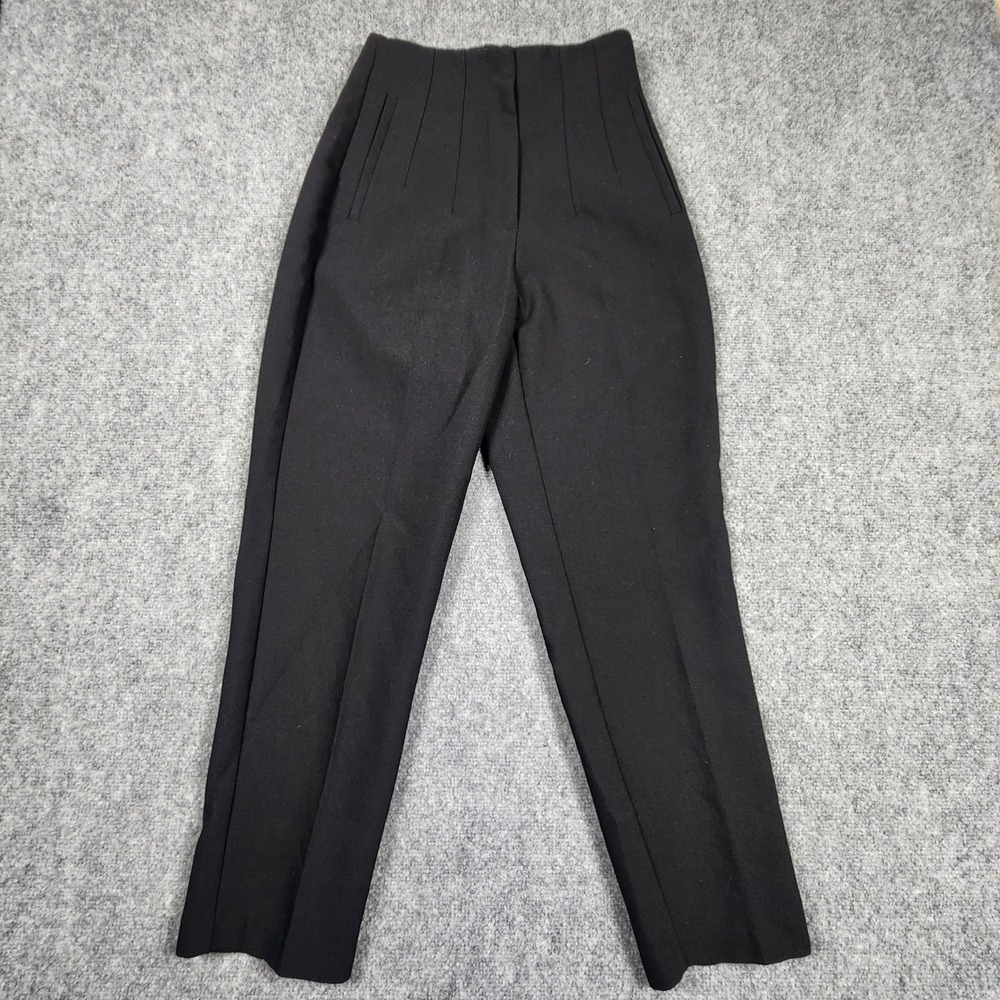 Zara Womens High Waisted Darted Tapered Trousers Black‎ Size S 26
